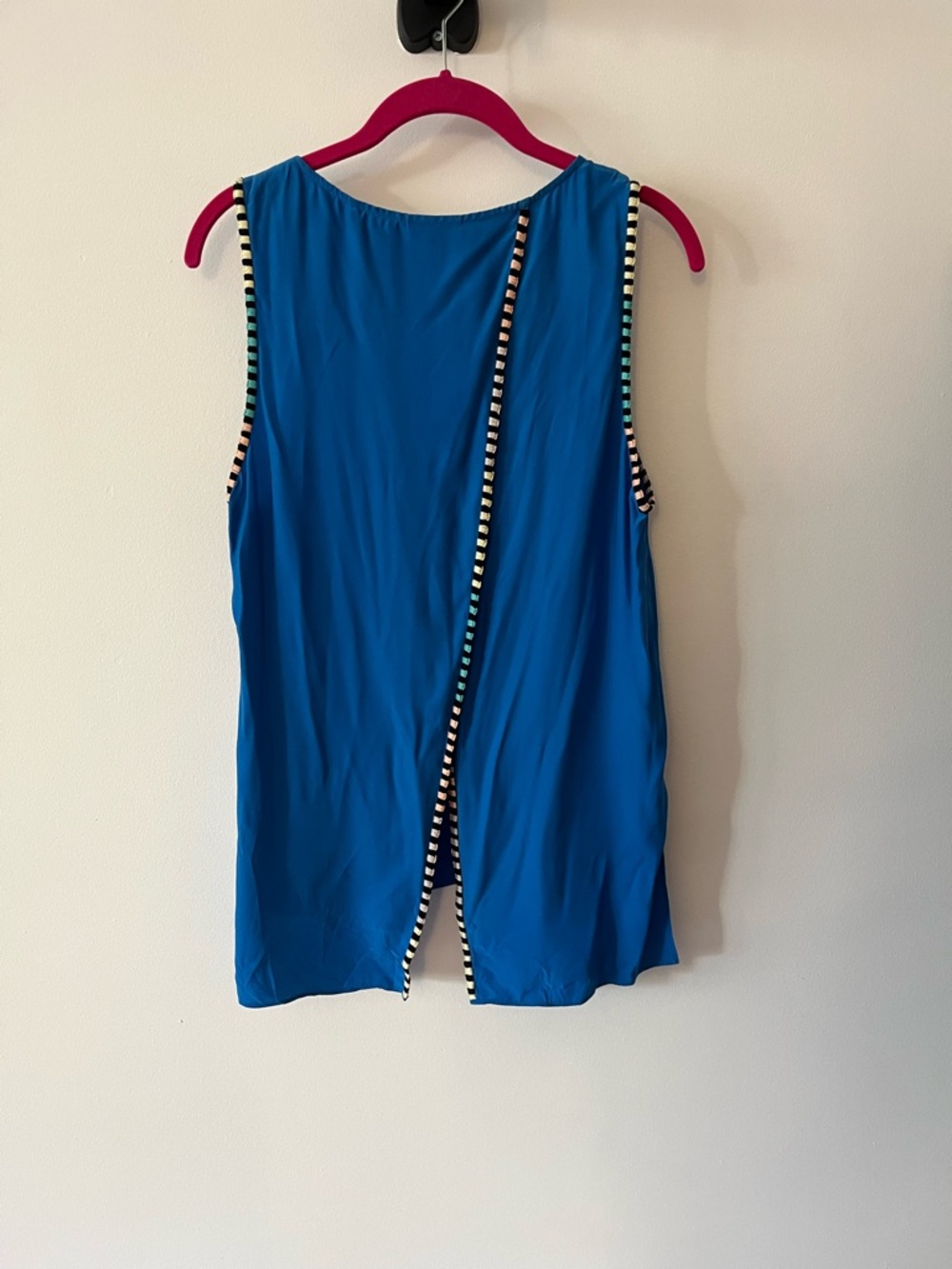 Parker NY 100% Silk Open Back Tank Top Trim Detail Sz S - Picture 2 of 7